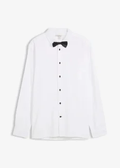 bonprix Große Größen|Anzüge & Sakkos|Hemd und Fliege (2-tlg.Set) aus reiner Bio-Baumwolle, Regular Fit weiß