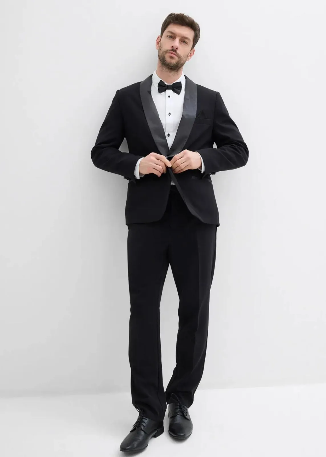 bonprix Große Größen|Anzüge & Sakkos|Hemd und Fliege (2-tlg.Set) aus reiner Bio-Baumwolle, Regular Fit weiß