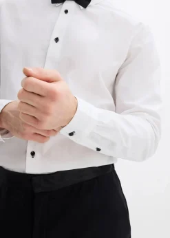 bonprix Große Größen|Anzüge & Sakkos|Hemd und Fliege (2-tlg.Set) aus reiner Bio-Baumwolle, Regular Fit weiß