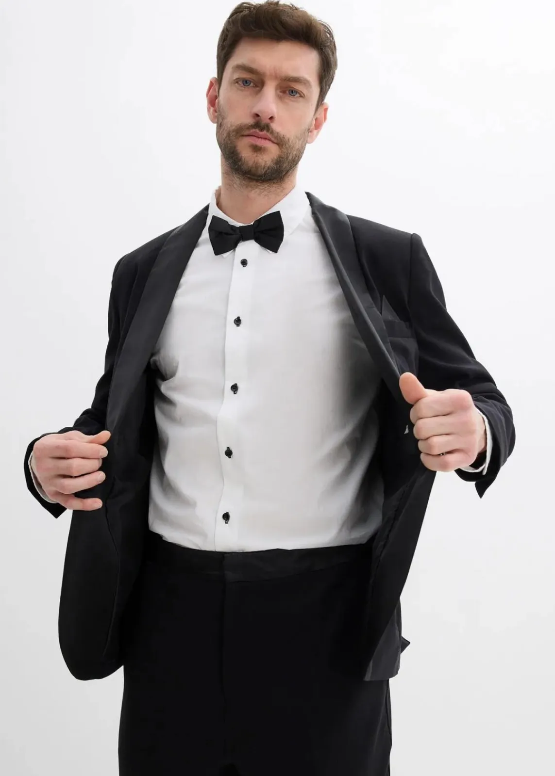 bonprix Große Größen|Anzüge & Sakkos|Hemd und Fliege (2-tlg.Set) aus reiner Bio-Baumwolle, Regular Fit weiß