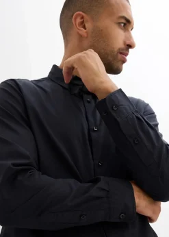 bonprix Hemden|Anzüge & Sakkos|Hemd und Fliege (2-tlg.Set) aus reiner Bio-Baumwolle, Regular Fit schwarz