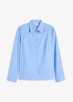 bonprix Blusen & Tuniken|Bekleidung·Jacken & Mäntel|Hemdbluse mittelblau