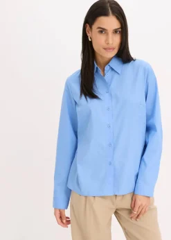 bonprix Blusen & Tuniken|Bekleidung·Jacken & Mäntel|Hemdbluse mittelblau