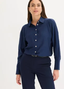 bonprix Bekleidung·Jacken & Mäntel|Blusen & Tuniken|Hemdbluse dunkelblau