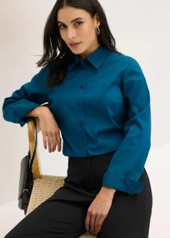 bonprix Bekleidung·Jacken & Mäntel|Blusen & Tuniken|Hemdbluse blaupetrol