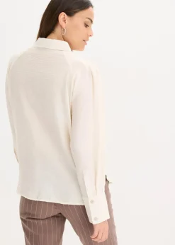 bonprix Blusen & Tuniken|Bekleidung·Jacken & Mäntel|Hemdbluse wollweiß