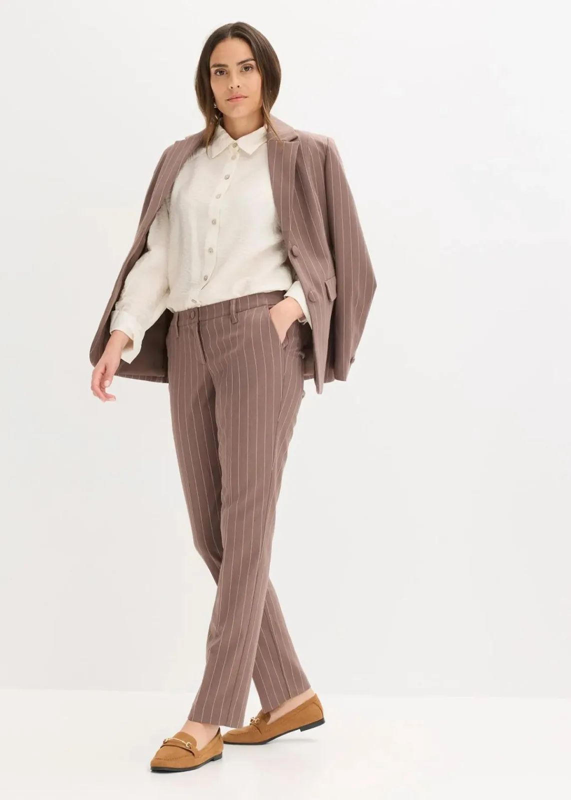 bonprix Blusen & Tuniken|Bekleidung·Jacken & Mäntel|Hemdbluse wollweiß