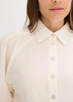bonprix Blusen & Tuniken|Bekleidung·Jacken & Mäntel|Hemdbluse wollweiß