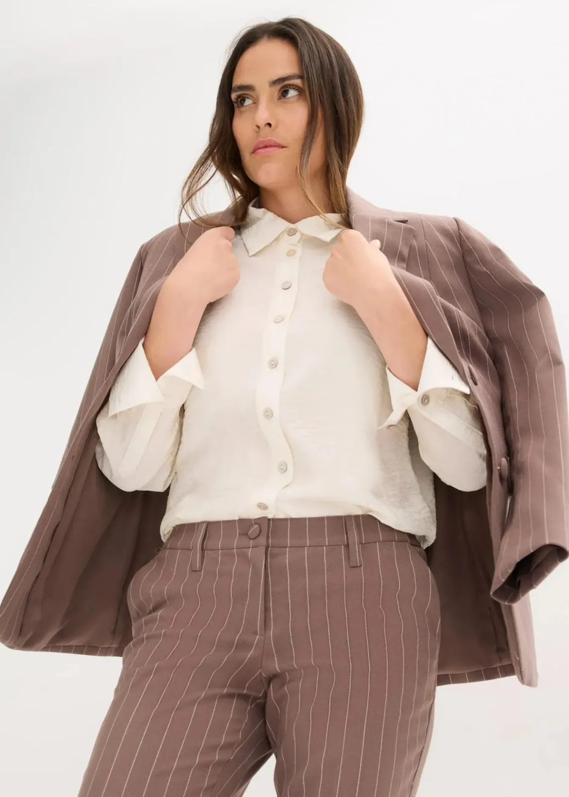 bonprix Blusen & Tuniken|Bekleidung·Jacken & Mäntel|Hemdbluse wollweiß