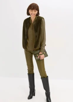 bonprix Bekleidung·Jacken & Mäntel|Blusen & Tuniken|Hemdbluse aus fließendem Satin erdoliv