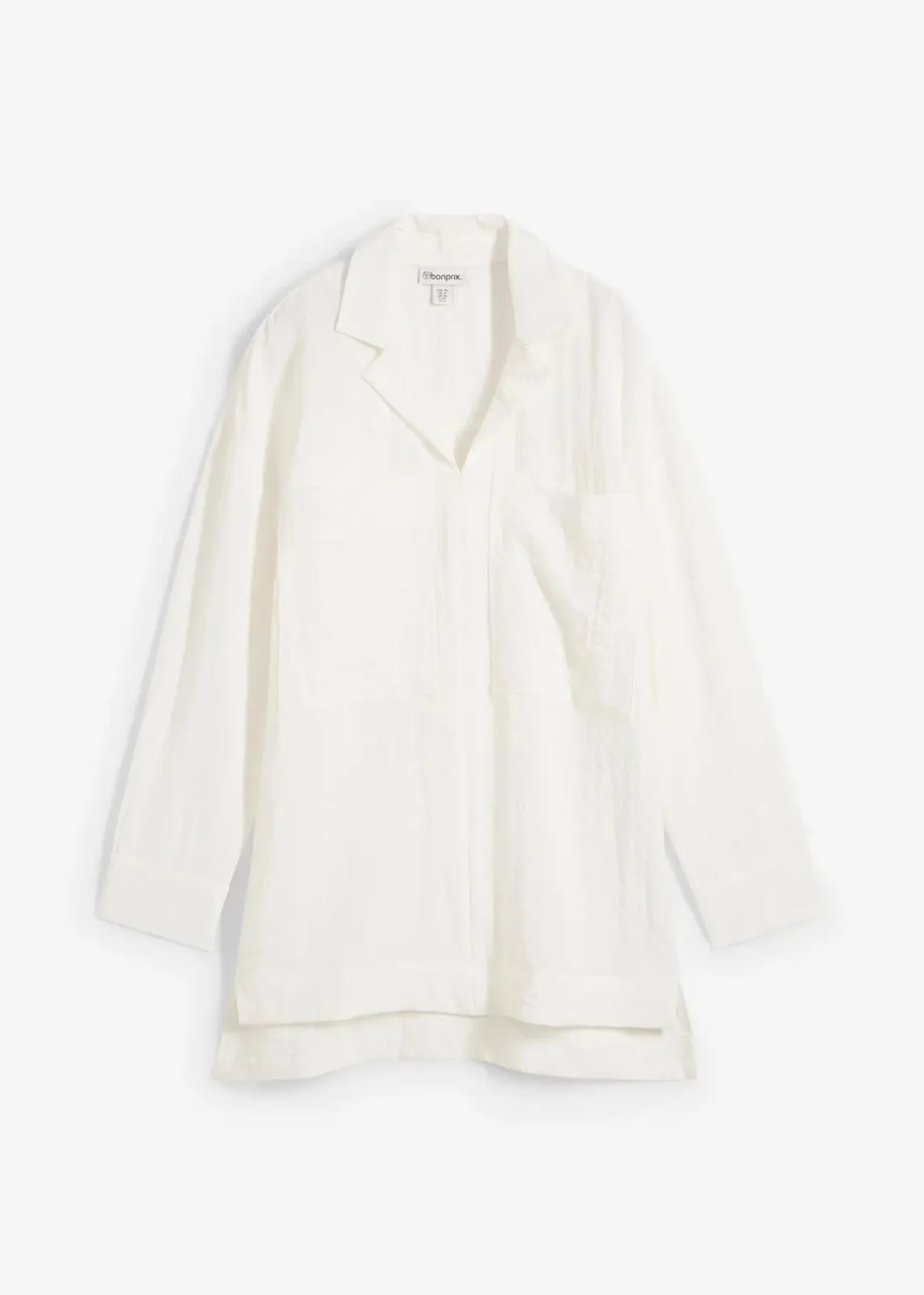 bonprix Blusen & Tuniken|Hemdbluse aus fließendem Viskose-Mix wollweiß