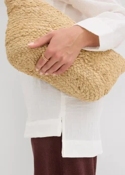 bonprix Blusen & Tuniken|Hemdbluse aus fließendem Viskose-Mix wollweiß