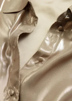 bonprix Blusen & Tuniken|Bekleidung·Jacken & Mäntel|Hemdbluse aus glänzendem Satin hellgold metallic
