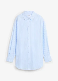 bonprix Bekleidung·Jacken & Mäntel|Blusen & Tuniken|Hemdbluse aus reiner Baumwolle hellblau/weiß gestreift