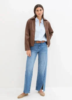 bonprix Bekleidung·Jacken & Mäntel|Blusen & Tuniken|Hemdbluse aus reiner Baumwolle hellblau/weiß gestreift