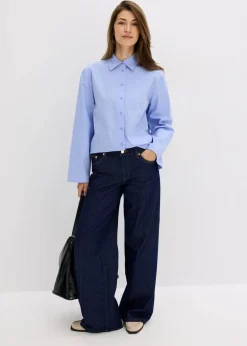 bonprix Bekleidung·Jacken & Mäntel|Blusen & Tuniken|Hemdbluse aus reiner Baumwolle perlblau