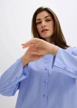 bonprix Bekleidung·Jacken & Mäntel|Blusen & Tuniken|Hemdbluse aus reiner Baumwolle perlblau