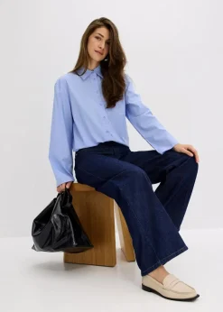 bonprix Bekleidung·Jacken & Mäntel|Blusen & Tuniken|Hemdbluse aus reiner Baumwolle perlblau