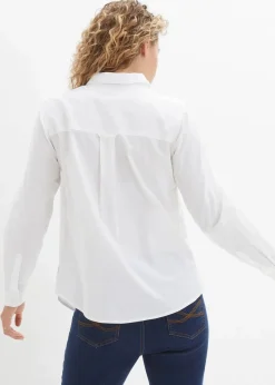 bonprix Bekleidung·Jacken & Mäntel|Blusen & Tuniken|Hemdbluse aus reiner Baumwolle weiß