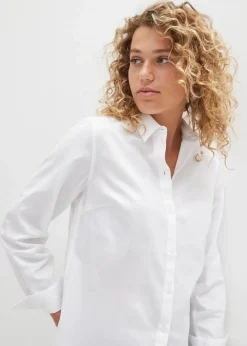 bonprix Bekleidung·Jacken & Mäntel|Blusen & Tuniken|Hemdbluse aus reiner Baumwolle weiß