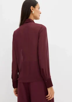 bonprix Bekleidung·Jacken & Mäntel|Blusen & Tuniken|Hemdbluse mit Satineinsatz weinrot
