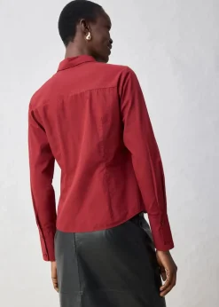 bonprix Blusen & Tuniken|Bekleidung·Jacken & Mäntel|Hemdbluse mit Seidenanteil kastanienrot