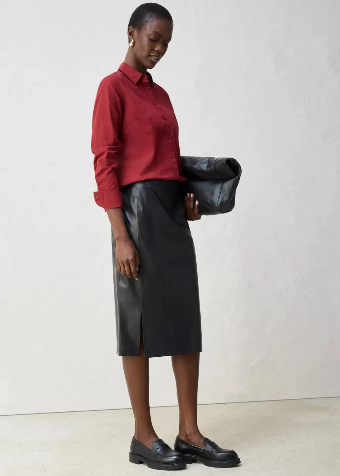 bonprix Blusen & Tuniken|Bekleidung·Jacken & Mäntel|Hemdbluse mit Seidenanteil kastanienrot