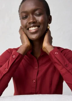 bonprix Blusen & Tuniken|Bekleidung·Jacken & Mäntel|Hemdbluse mit Seidenanteil kastanienrot