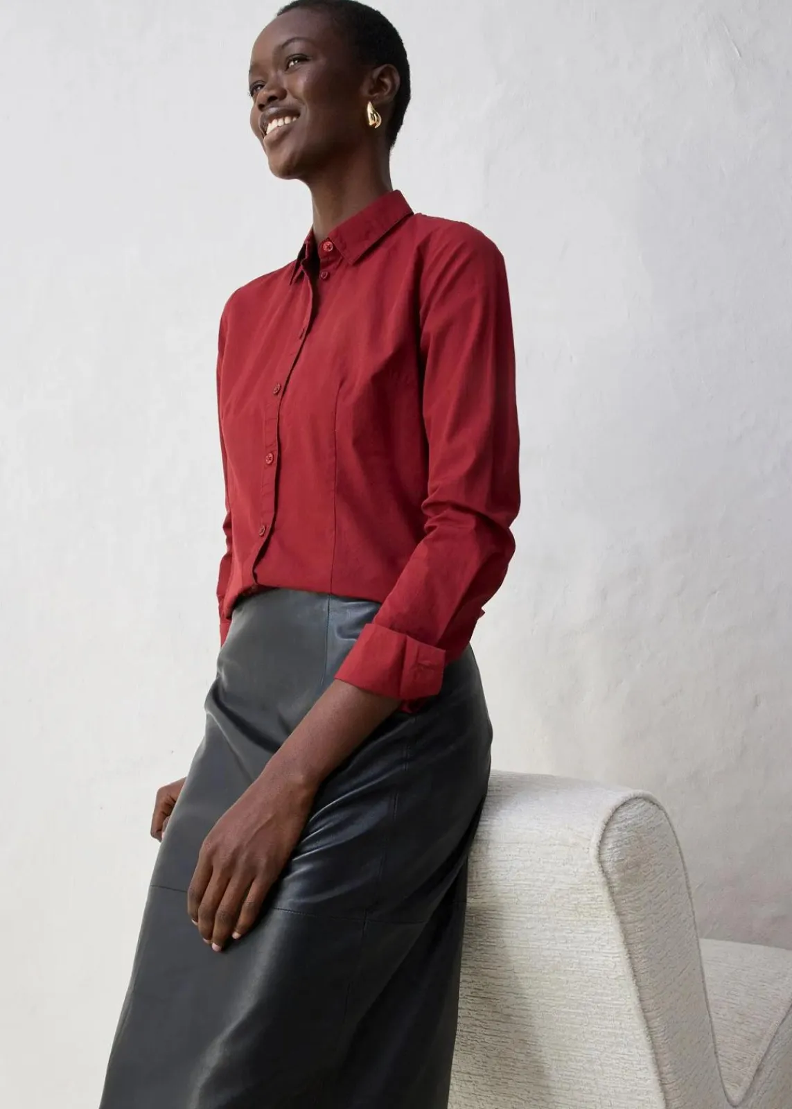 bonprix Blusen & Tuniken|Bekleidung·Jacken & Mäntel|Hemdbluse mit Seidenanteil kastanienrot