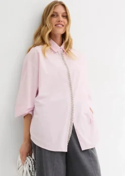 Hemdbluse mit Strass-Applikation|bonprix Discount