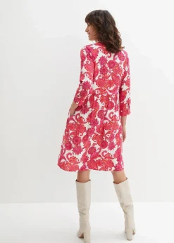 bonprix Bekleidung·Pullover & Strickjacken|Kleider|Hemdblusenkleid aus fließender Viskose pinklady bedruckt