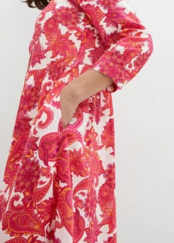bonprix Bekleidung·Pullover & Strickjacken|Kleider|Hemdblusenkleid aus fließender Viskose pinklady bedruckt