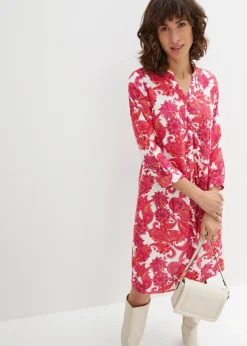 bonprix Bekleidung·Pullover & Strickjacken|Kleider|Hemdblusenkleid aus fließender Viskose pinklady bedruckt