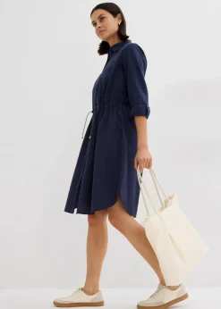 Hemdblusenkleid aus Leinen-Baumwoll-Mix|bonprix Discount