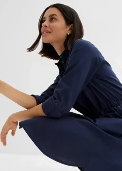 Hemdblusenkleid aus Leinen-Baumwoll-Mix|bonprix Discount