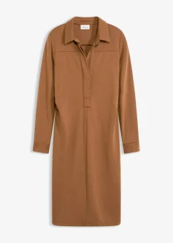 bonprix Bekleidung·Pullover & Strickjacken|Kleider|Hemdblusenkleid aus Punto di Roma pimentbraun