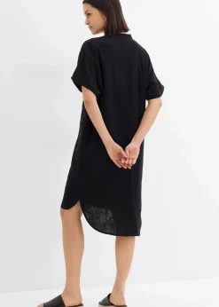 bonprix Bekleidung·Pullover & Strickjacken|Kleider|Hemdblusenkleid aus reiner Baumwolle schwarz