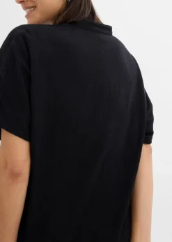 bonprix Bekleidung·Pullover & Strickjacken|Kleider|Hemdblusenkleid aus reiner Baumwolle schwarz