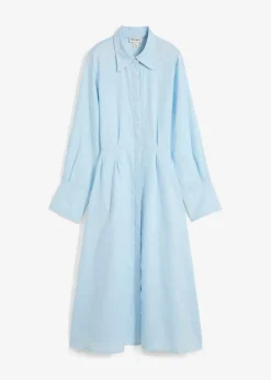 bonprix Bekleidung·Pullover & Strickjacken|Kleider|Hemdblusenkleid aus reinem Leinen eisblau