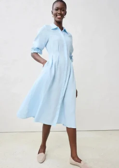 bonprix Bekleidung·Pullover & Strickjacken|Kleider|Hemdblusenkleid aus reinem Leinen eisblau