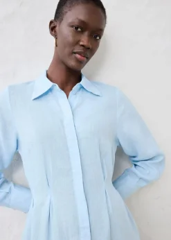 bonprix Bekleidung·Pullover & Strickjacken|Kleider|Hemdblusenkleid aus reinem Leinen eisblau