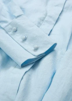 bonprix Bekleidung·Pullover & Strickjacken|Kleider|Hemdblusenkleid aus reinem Leinen eisblau