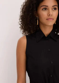 bonprix Bekleidung·Pullover & Strickjacken|Kleider|Hemdblusenkleid aus Viskose schwarz
