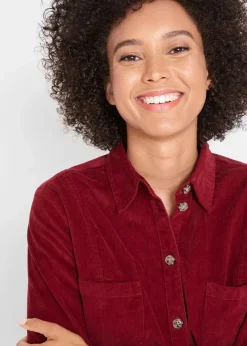 Hemdblusenkleid Cord, Stretch|bonprix Clearance