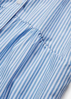 bonprix Kleider|Bekleidung·Pullover & Strickjacken|Hemdblusenkleid gestreift mittelblau/weiß gestreift