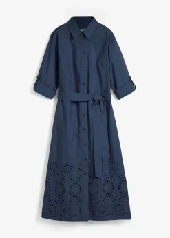 Hemdblusenkleid mit Lochstickerei|bonprix