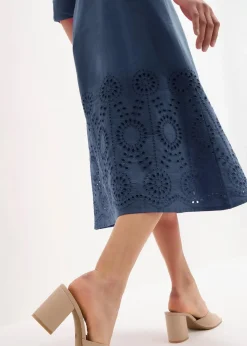 Hemdblusenkleid mit Lochstickerei|bonprix