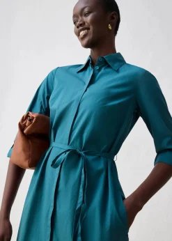 bonprix Kleider|Bekleidung·Pullover & Strickjacken|Hemdblusenkleid mit Seidenanteil pfeffergrün