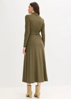 bonprix Bekleidung·Pullover & Strickjacken|Kleider|Hemdblusenkleid mit Viskose dunkeloliv