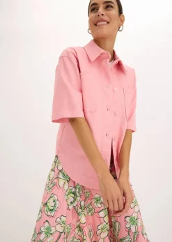 bonprix Jacken & Mäntel|Hemdjacke mit kurzem Ärmel softrosa